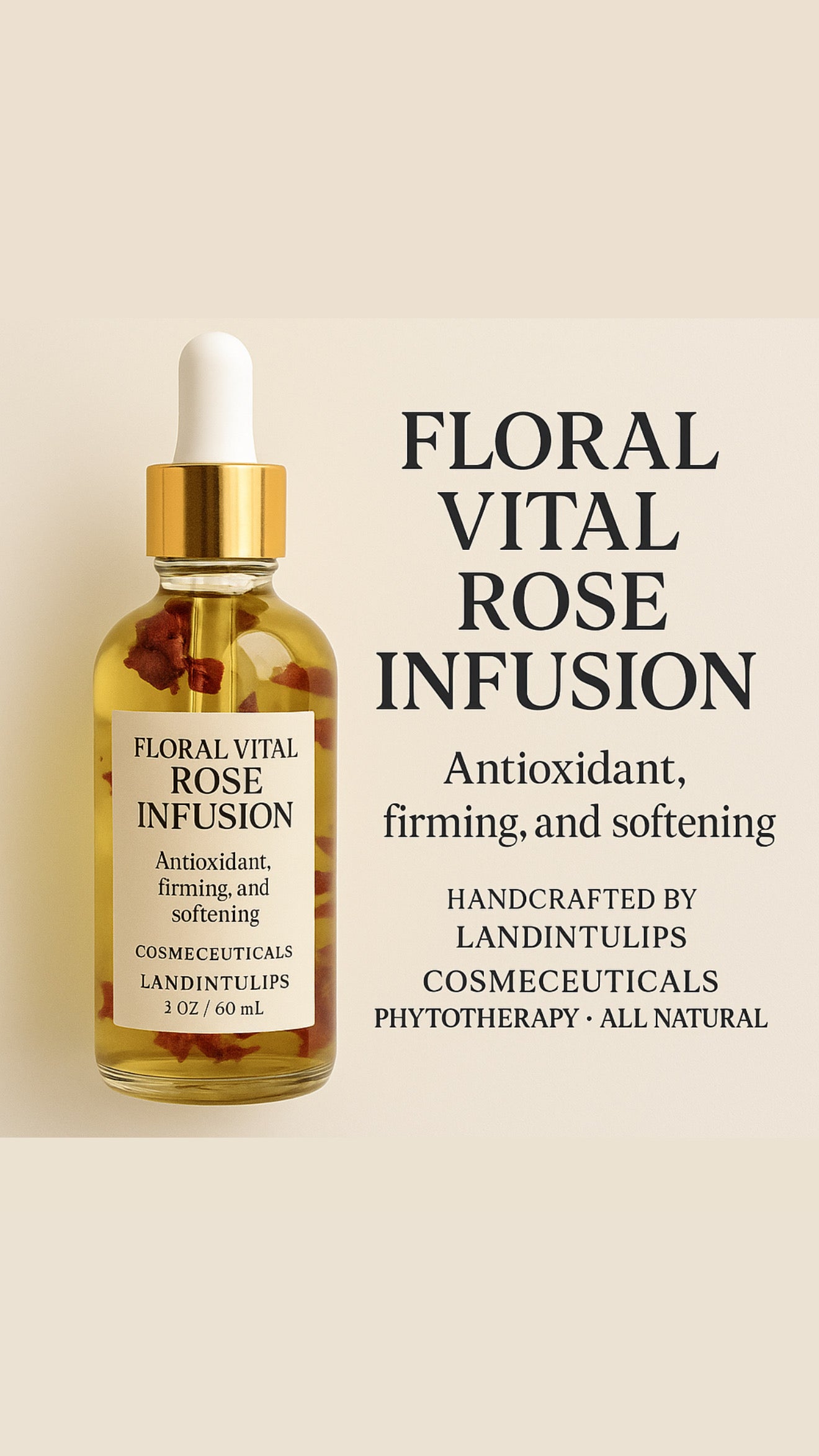 Floral Vital Oil Infusion 2 oz- floral Botanical Oil Artisanal Cosmeceutical • Made in USA • by LandinTulips