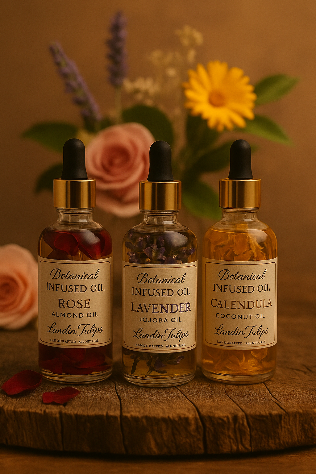 Floral Vital Oil Infusion 2 oz- floral Botanical Oil Artisanal Cosmeceutical • Made in USA • by LandinTulips
